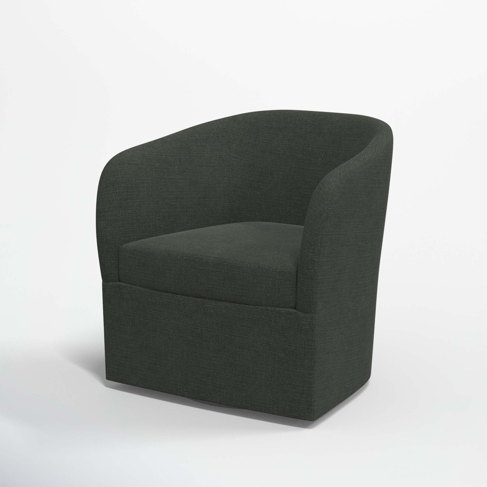 Lesia Upholstered Swivel Barrel Chair, Classic Black Linen