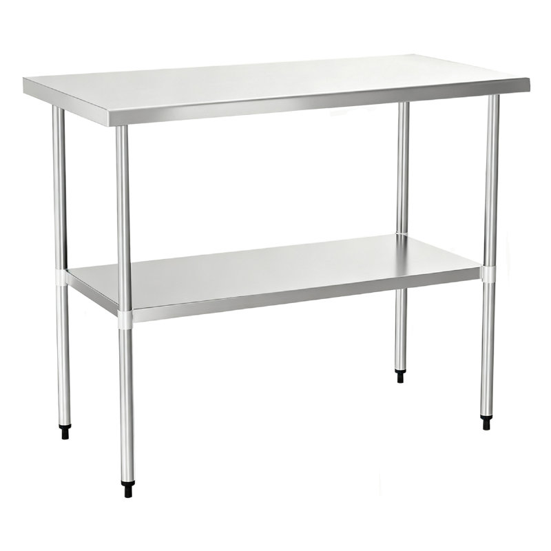Table de travail en acier inoxydable avec tablette de rangement, H 34 po x L 72 po x l 24 po