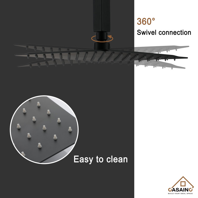 Matte Black 10-Inch Ceiling-Mounted Shower System with Handheld and Tub Filler