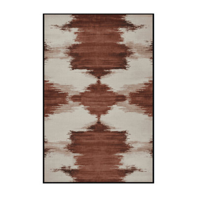 Machine Washable Watercolor Brown Area Rug