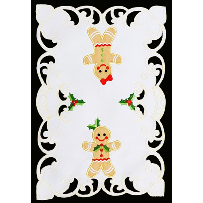 Napperon brodé (30 x 45 cm) - Blanc/Pain d'épices, 12 po x 18 po, Pain d'épices