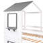 Lit simple au-dessus d'un lit superposé blanc - structure en bois de pin avec garde-corps pour une bonne nuit de sommeil et fenêtre en bois de construction stable-1829449312