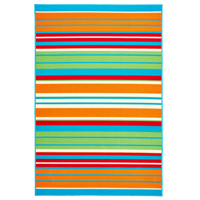 Tapis d'intérieur / extérieur rayé turquoise / orange Anmoore