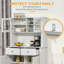 Garde-manger Avalie, buffet de cuisine de 63,5 po avec huche, armoire de rangement pour garde-manger avec 4 tablettes, tiroirs, portes en verre encadrées, comptoir à micro-ondes ouvert-1271103477