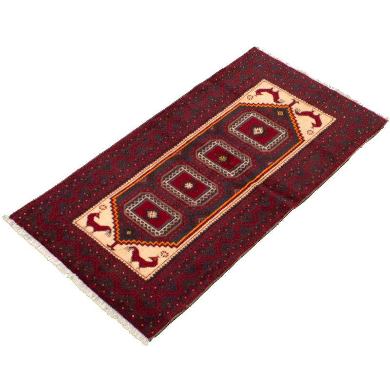 One-of-a-Kind 3'1" X 5'10" 1980s Wool Area Rug in Red