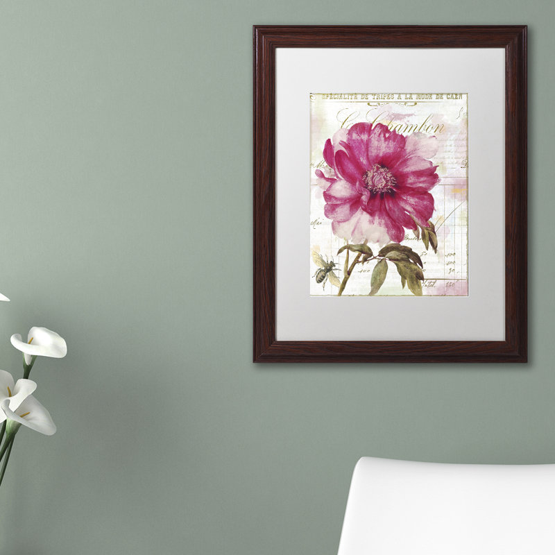 «Jadaya Pink Peony» par Color Bakery, impression encadrée, Blanc, H 20 po x l 16 po x P 0,5 po, Toile avec cadre noir