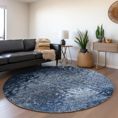 Premium Machine Washable Cerrito AMF565 Blue Rug