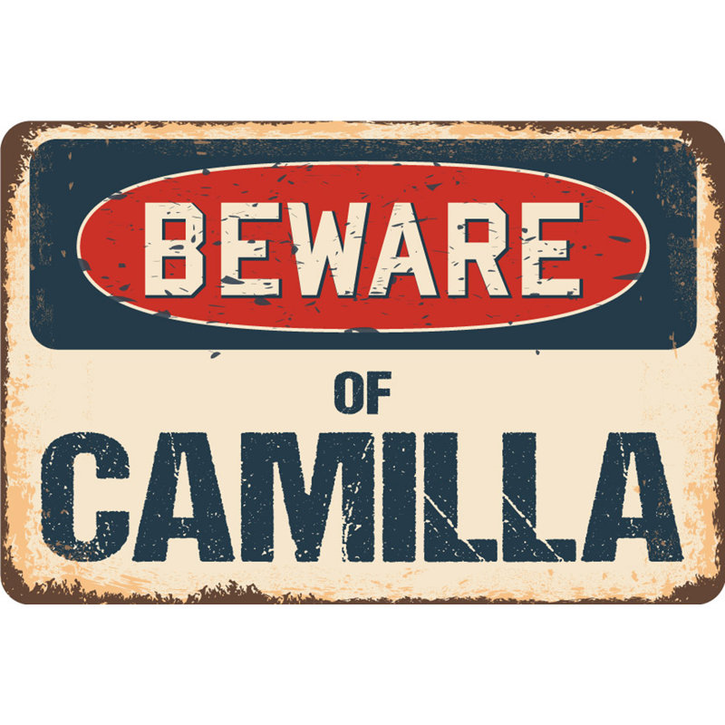 Panneau «Anguila Beware of Camilla», H 8 po x l 12 po x P 0,1 po