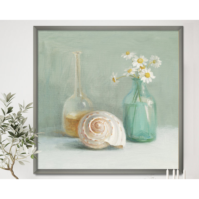 Cadre photo « pastel bain iii », impression sur toile, H 16 po x l 16 po x P 1 po, Cadre argenté