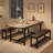 Dining Table Set for 4-6, 63" Extendable Wood Dining Room Table with Corner Protector & 2 Upholstered Benches, Kitchen Table Set for Apartment, Small Space, Easy Assembly-262287183