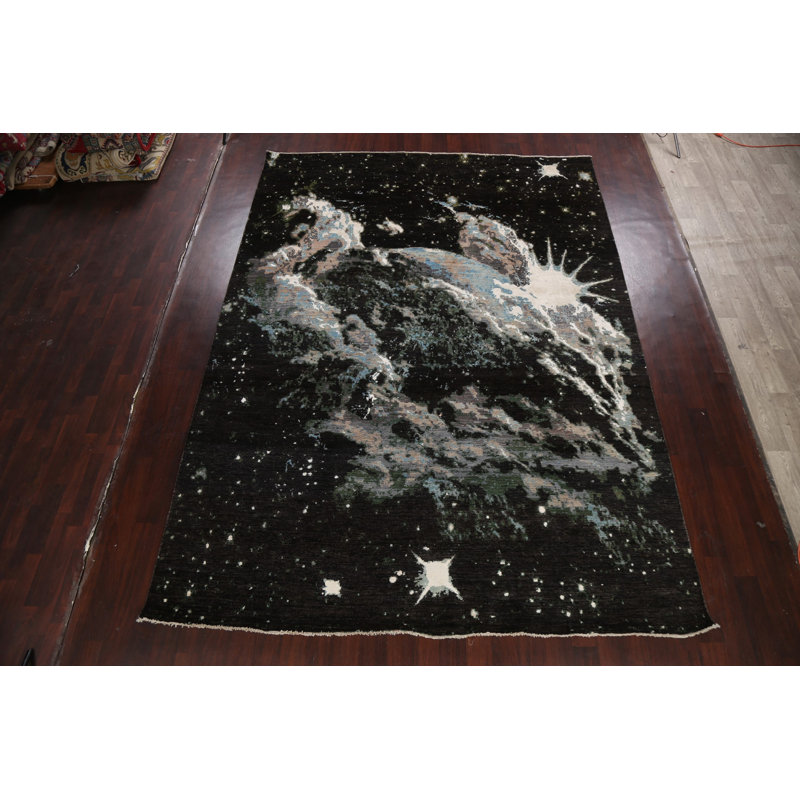 Tapis oriental contemporain à teinture végétale noué à la main 9 x 12