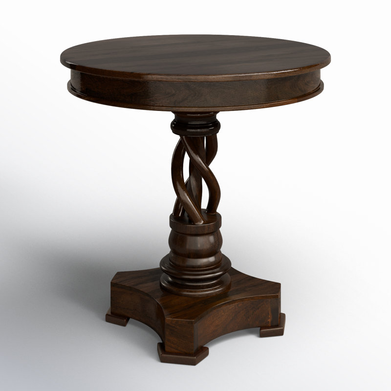 Solid Wood End Table, Dark Brown