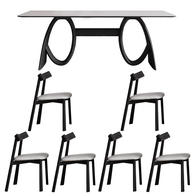 Italian style simple rectangular dining table sets, 29.53"H x 59.06"L x 31.5"W