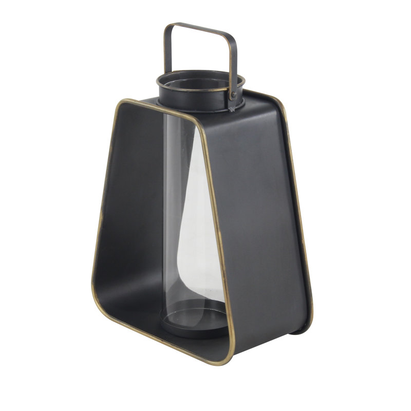 Metal Tabletop Lantern, 16" H x 13" W x 7" D