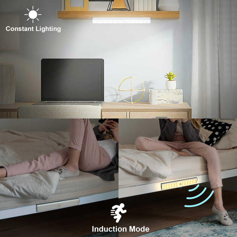 Capteur de mouvement sans fil rechargeable 3Colors, pile 24 DEL 9,8 pouces sous l'armoire (ensemble de 2)