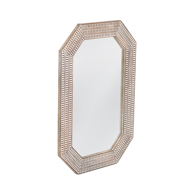 Michael Octagonal White-Washed Wall Mirror with Geometric Frame