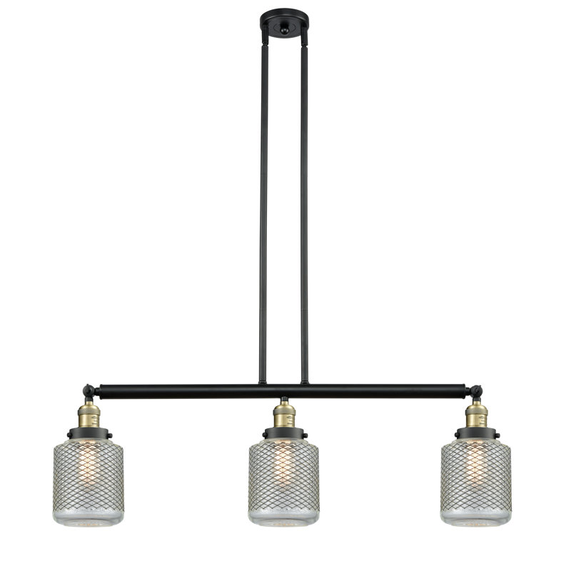 Luminaire suspendu pour îlot de cuisine 3 lumières Leis, DEL, Laiton antique noir