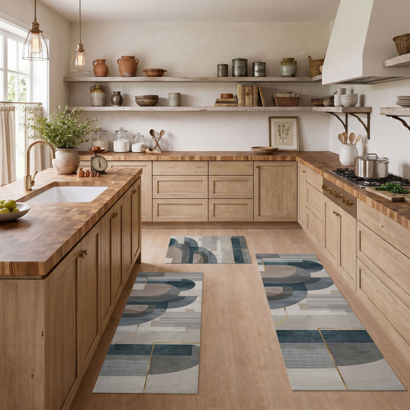 Abstract Geometric Non-Slip Washable Kitchen Mats