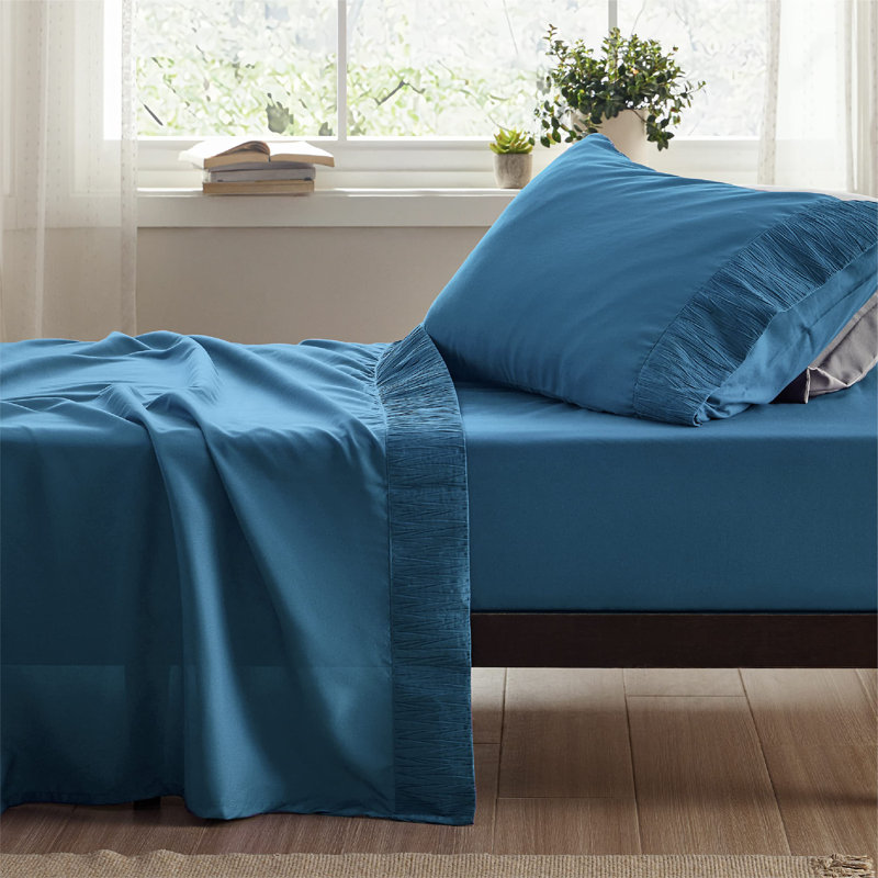 Bedsure Polyester Microfiber Sheet Set Hotel Luxury Sheets, Easy Care Cooling Bed Sheet Set 84GSM(65" x 99")GentleSoft™️