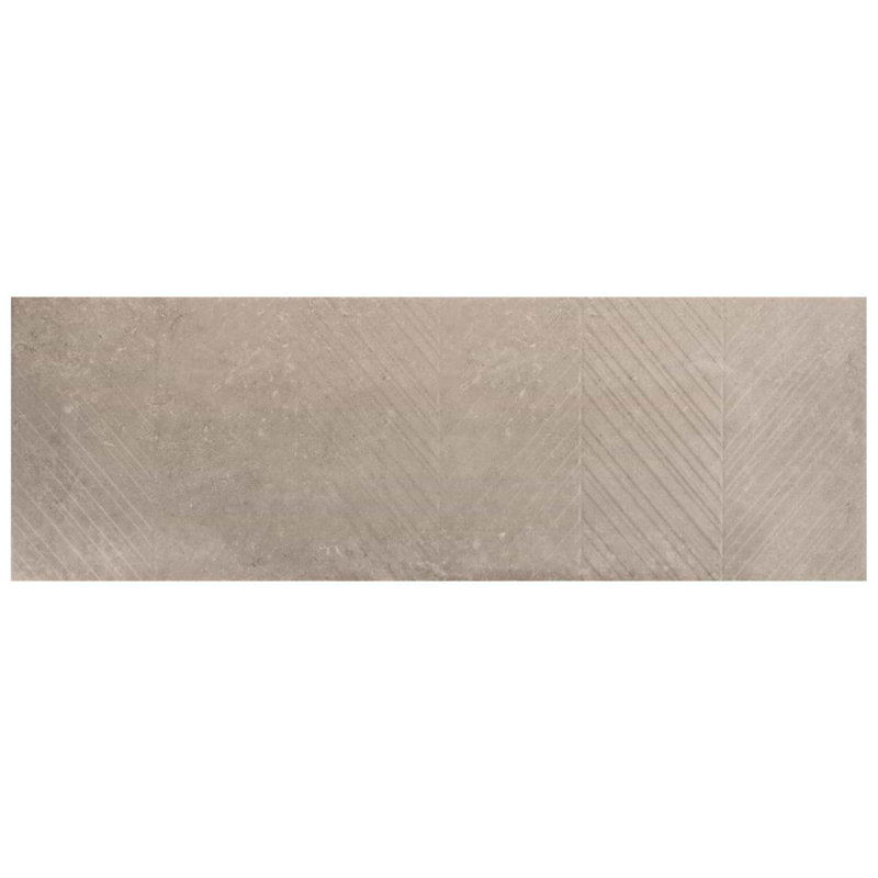 Stoneside Chevron 12x36 Textured Matte Ceramic Tile, Cream Beige