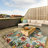 Green/Yellow  Floral Design Performance Outdoor Rug-2025197075