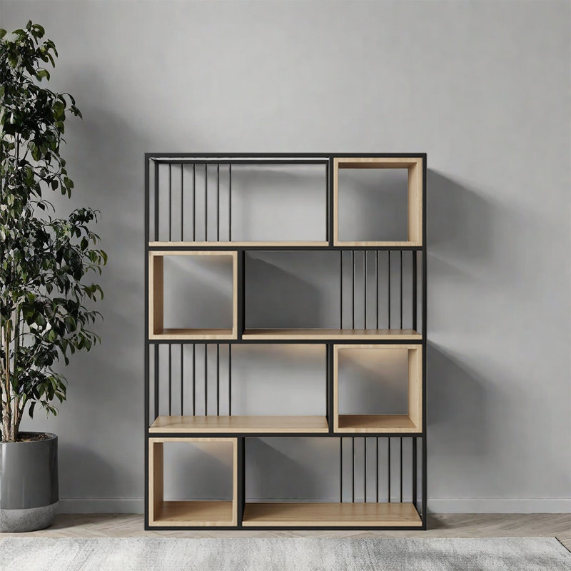 Une bibliothèque de style roman et artistique, Noir / brun, (4 tablettes) H 62,9 po x l 39,3 po x P 9,8 po