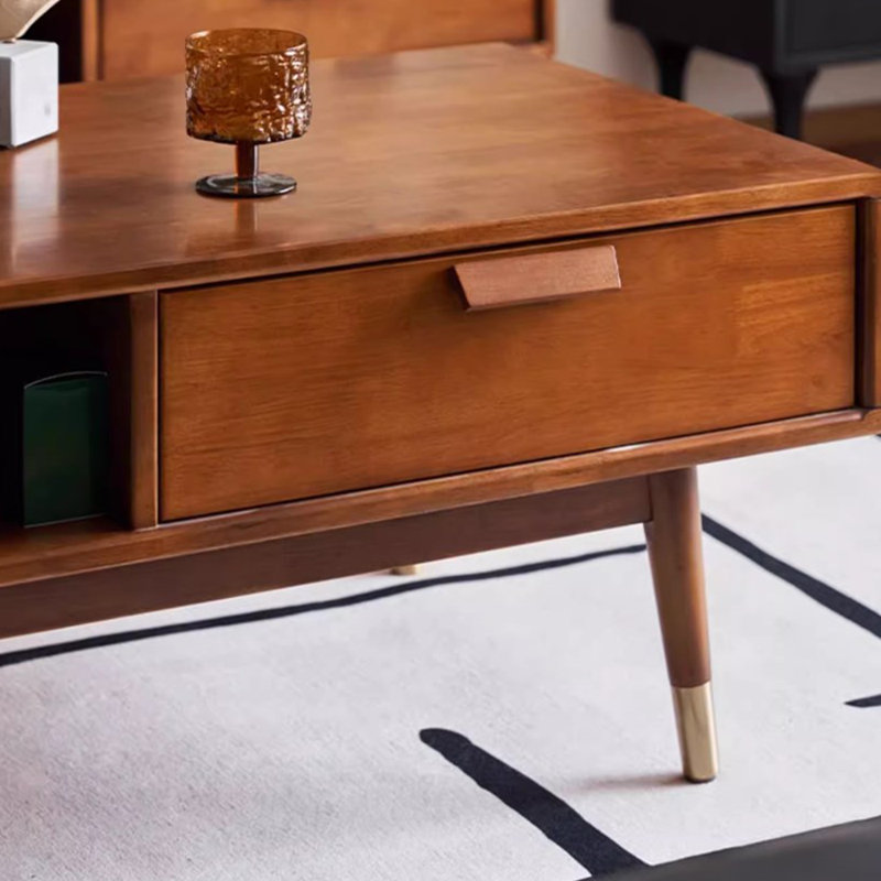 Table basse en bois massif au design japonais, Brun