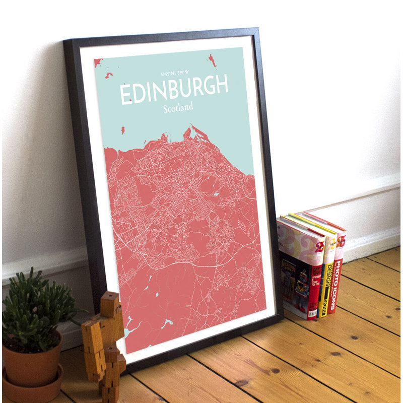 Edinburgh City Map - No Frame Print, 43.2cm H x 27.9cm W x 0.13cm D
