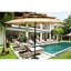 Parasol de patio extérieur de 9 pi 3 po avec manivelle et inclinaison - Toile résistante aux intempéries, poteau en acier pour terrasse, jardin, manivelle de piscine dans la cour arrière, piscine protégée contre le vent