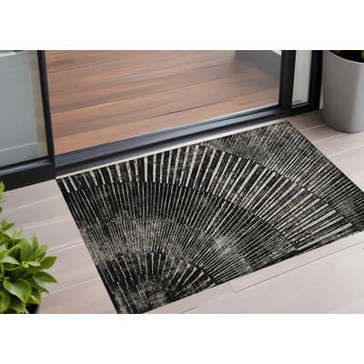 Tapis extérieur lavable antidérapant noir et ivoire 2 pi x 3 pi