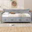 Lit de jour simple en pin massif avec 2 tiroirs de rangement, structure en X pour petites chambres d'amis et chambres d'enfant