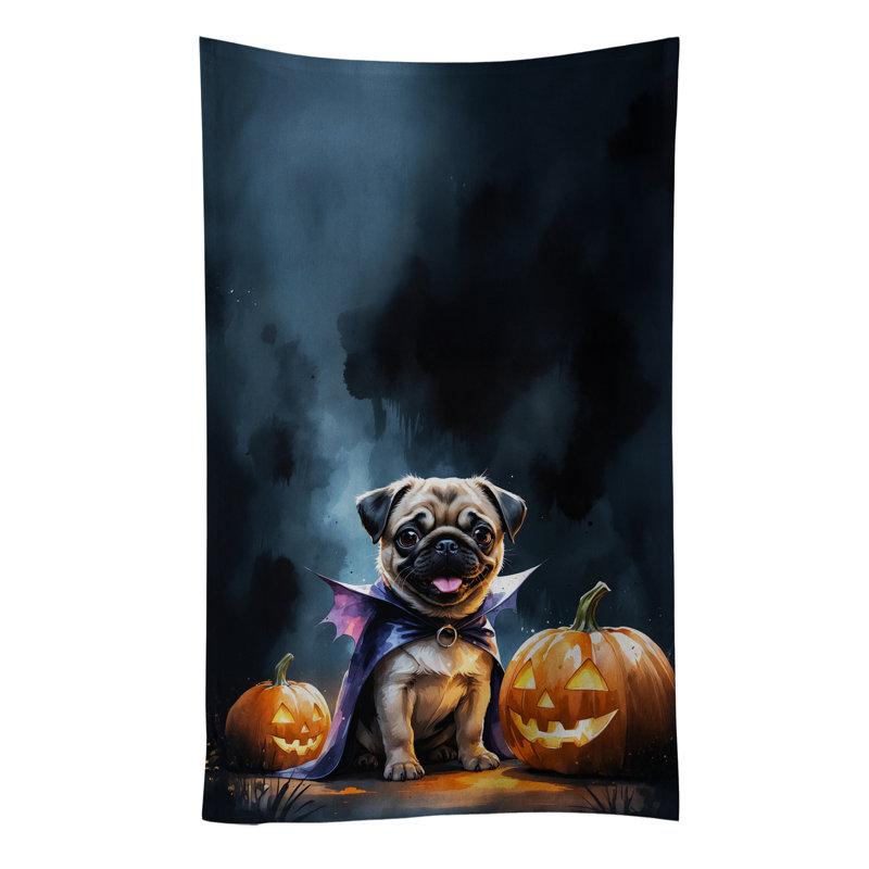 Pug Puppy Halloween Kitchen Towel, Pug