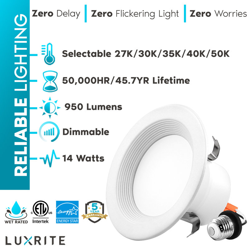 4-Inch White Aluminum LED Recessed Can Light Set
