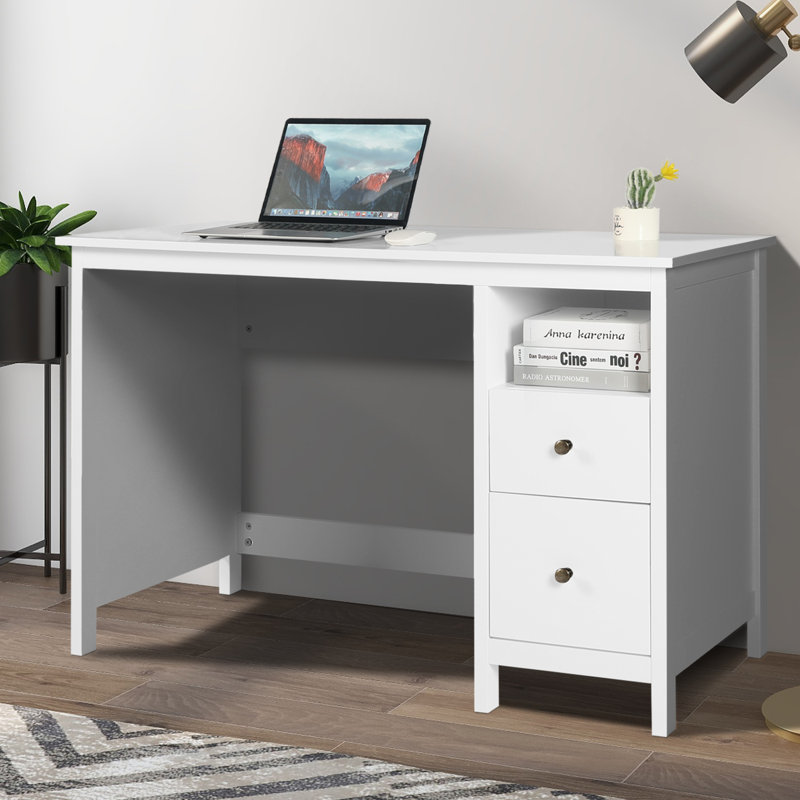 Bureau d'écriture avec tiroirs 47 po, Blanc