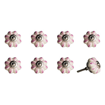 1.5" x 1.5" x 1.5" Hues of White/Pink/Silver Knobs 8 Pack