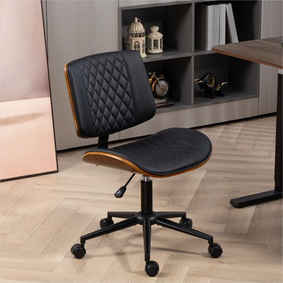 Bureau en polyuréthane noir avec conception réglable, structure en métal et siège pivotant, 8,1 x 6,8 x 13,9 po