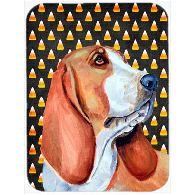 Planche à découper en verre caroline trésors basset hound Halloween Candy Corn