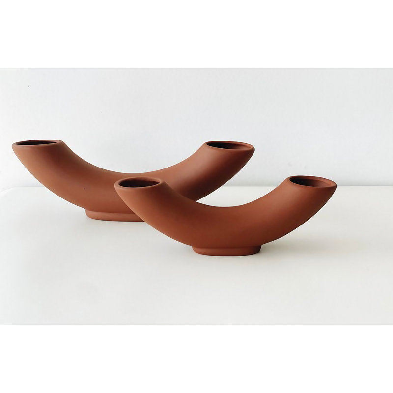 Creeden Ceramic Table Vase, Brown, 24cm H x 12cm W x 19cm D