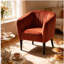 Fauteuil d'appoint moderne orange brûlé avec motif en tonneau et capitonnage