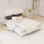 Structure de lit tapissier en velours beige de grande taille, conception stable, tête de lit pour un lit d'ambiance confortable, design bruyant - ajoute de l'élégance