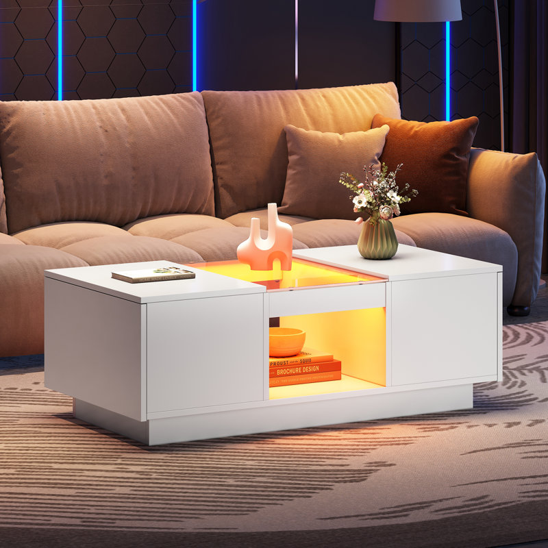 Darnika Solid Coffee Table with Storage, White