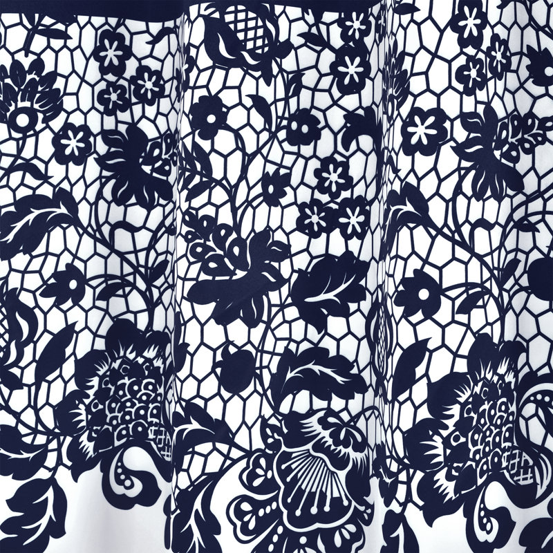 Estate Garden Print Room Darkening Curtain Pair, 52" x 95", Navy