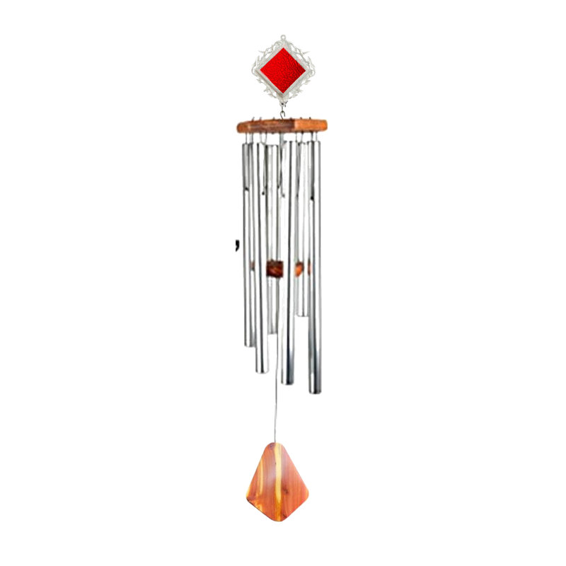 Verre large 50 po - Verre - Tube - Bois, Rouge / argenté