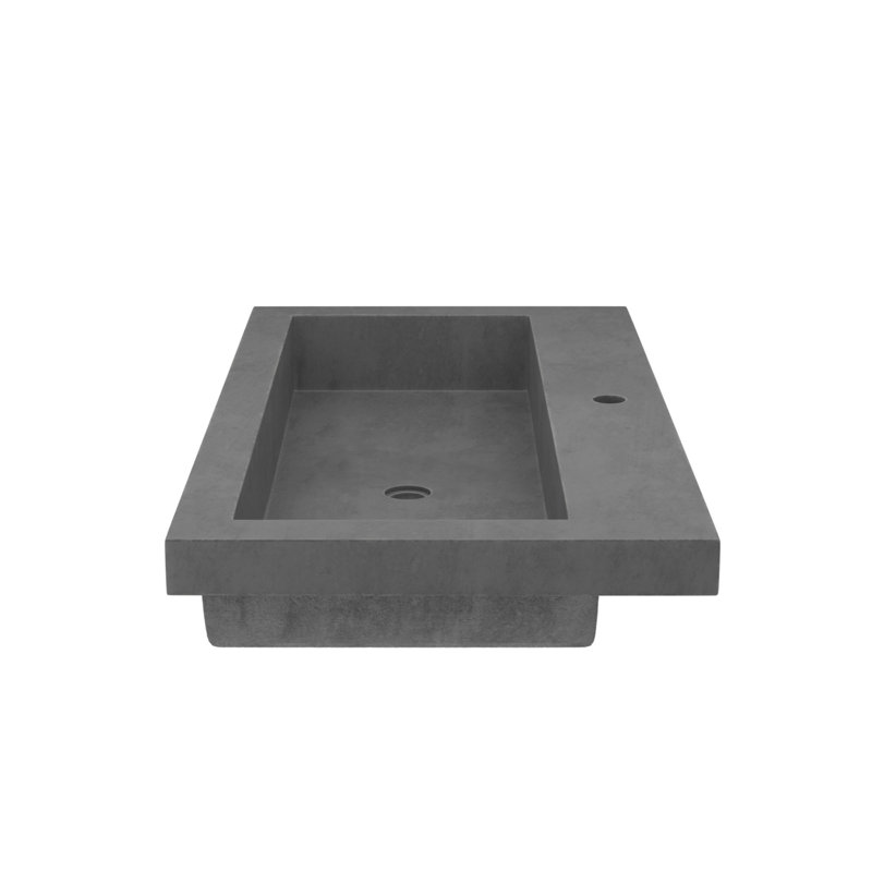 Trough Handmade Rectangular Bathroom Sink, Slate, Single Hole Faucet