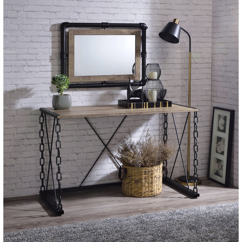 Console Jodie en chêne rustique et finition noire antique