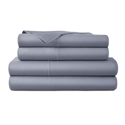 Draps 100% coton Whisper Organic - taille double - draps de lit certifiés biologiques Gots avec poche profonde et tissage en satin respirant et confortable qui devient plus doux à chaque lavage - ensemble de luxe 3 pièces (minéral complet)