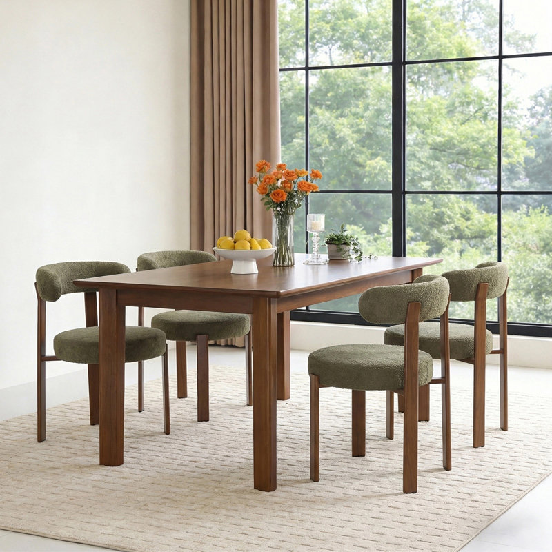Absecon Boucle Upholstered Dining Side Chair With Metal Legs (set Of 4), 4, Green