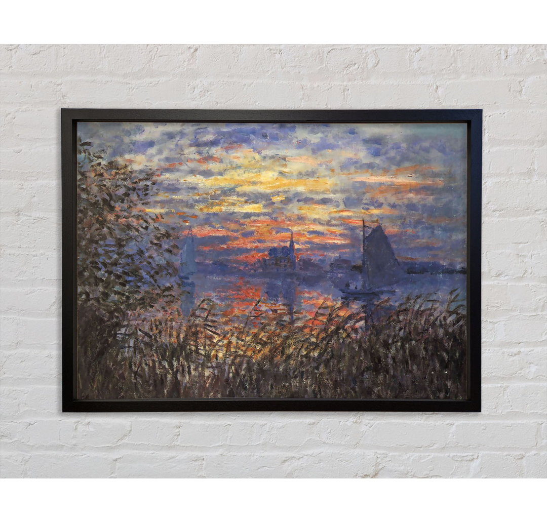 Monet Sonnenuntergang an der Seine - Einzelner Bilderrahmen Kunstdrucke auf Leinwand