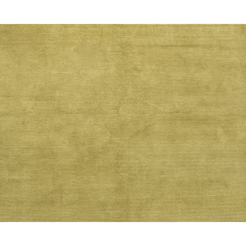 Hand Knotted Area Rug in Olive Green, Runner 2'6" x 12', Gold