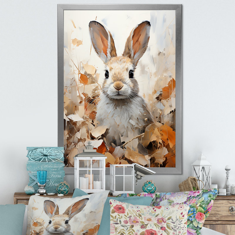 Impression sur toile Bunnys Curious Foliage Charm, H 32 po x l 24 po x P 1 po, Cadre photo argenté